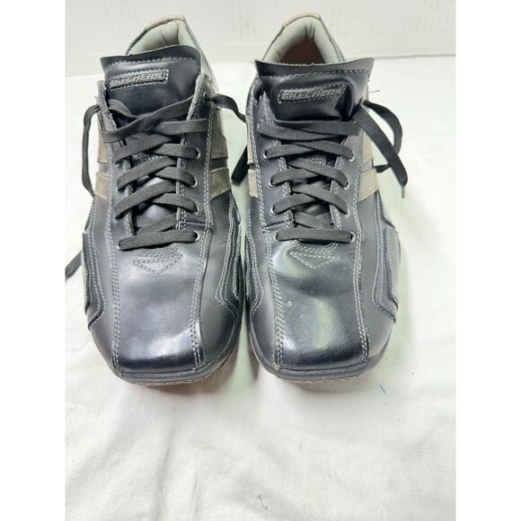 SKECHERS  LEATHER CASUAL SNEAKERS Mens size 12 color black SN 62861 - Picture 9 of 13